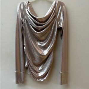 Marcella Cooper Metallic Long Sleeve Draped Top